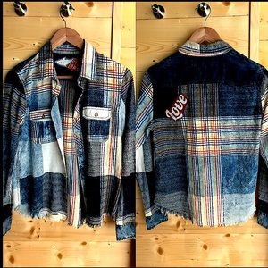 Rainbow Denim ✨🌈 Upcycled 💕 Button Up